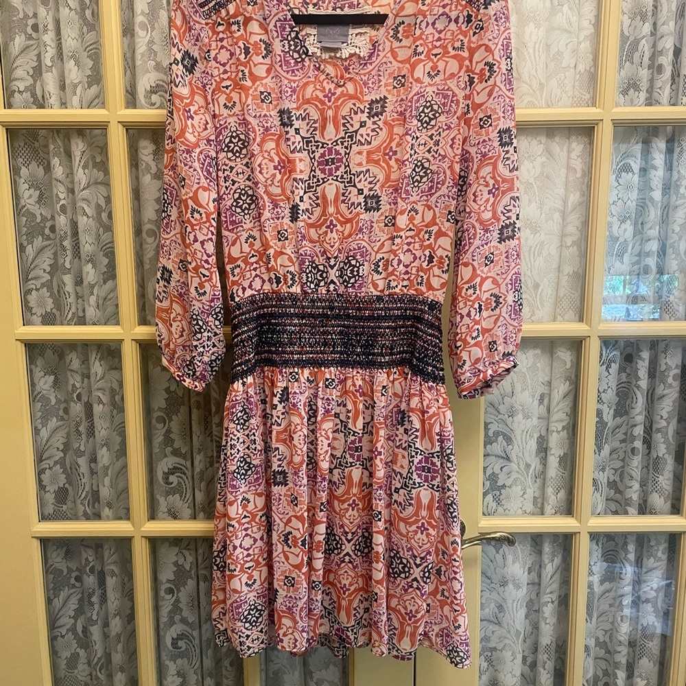 Pink and Blue Patterned Dress